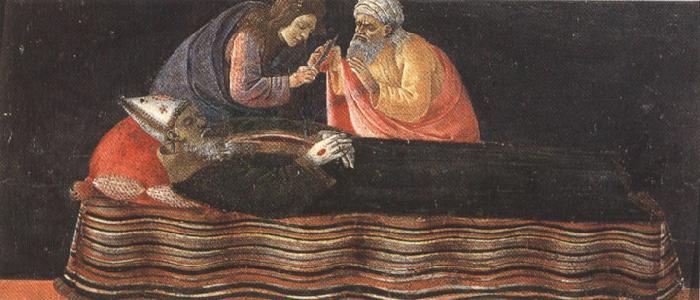 Sandro Botticelli Extracting the heart of St Ignatius Bishop.